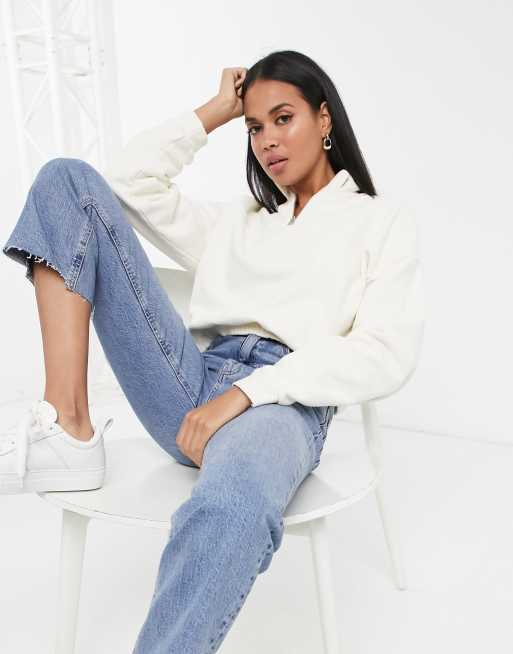 Levi's quarter zip sweatshirt in cream | ASOS