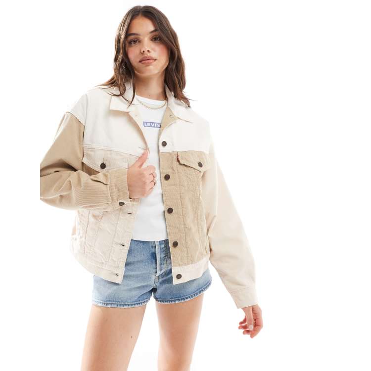 Levi s quilt lined 90s cord trucker jacket in beige ASOS