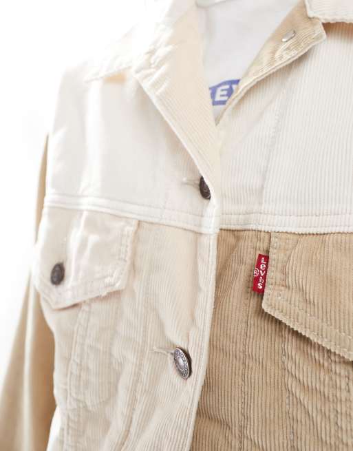 Levi's quilt lined 90s cord trucker jacket in beige ASOS