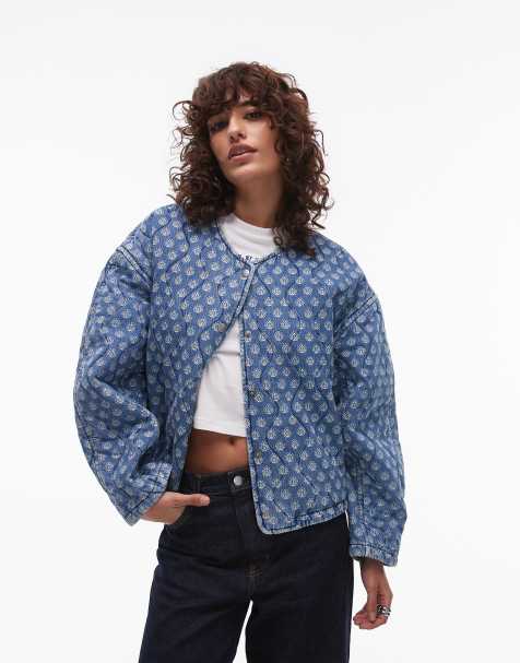 Levi's quilted denim jacket in mid blue - view 1
