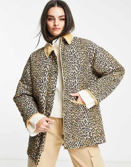 Levi s quilted shacket in leopard print