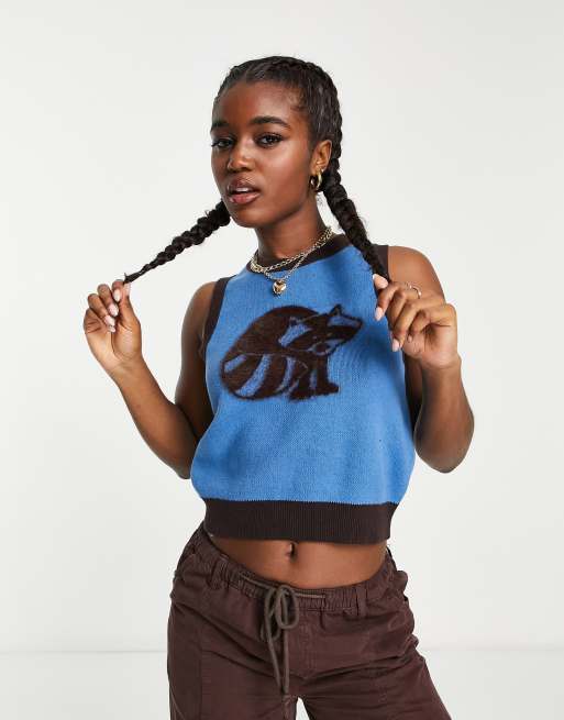 Levi's raccoon graphic sweater singlet in blue