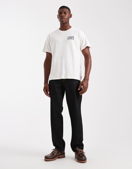 Levi's - Råhvid T-shirt med cowboy-logoprint på ryggen i afslappet pasform, 2 af 5