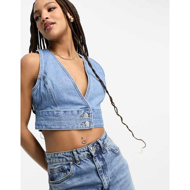 Blue jean 2025 crop top