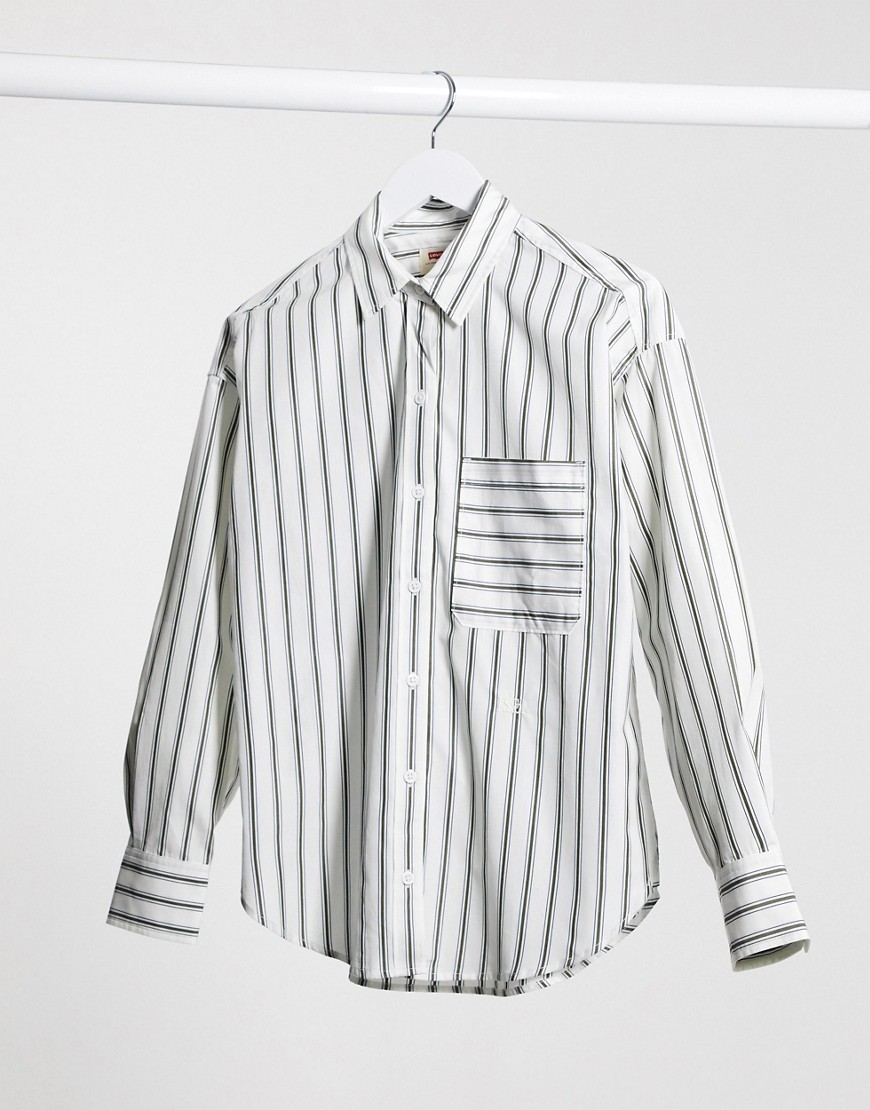 Levi's – Randig avslappnad skjorta-Vit