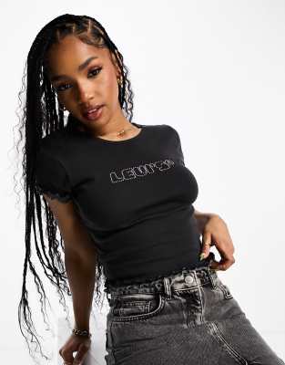 Levi's Rave t-shirt with rhinestone logo in black | ASOS
