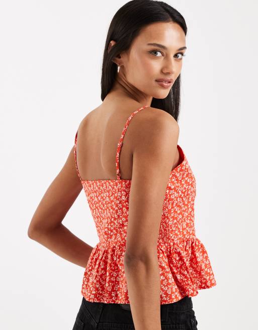 Levi's - Rød cami-top med blomstermønster og knapper, 3 af 4