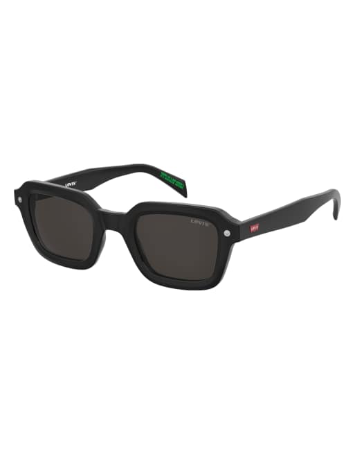 Levi's – Rechteckige geometrische Sonnenbrille in Schwarz mit grauen Gläsern, 2 von 4