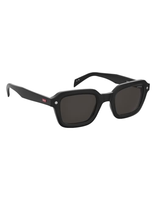 Levi's – Rechteckige geometrische Sonnenbrille in Schwarz mit grauen Gläsern, 3 von 4