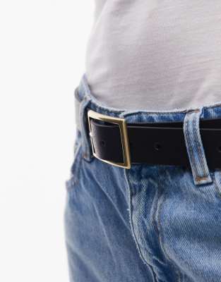 Levi's Rectangle Buckle Leather Belt In Black