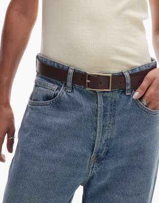 Levi's Rectangle Buckle Leather Belt In Brown