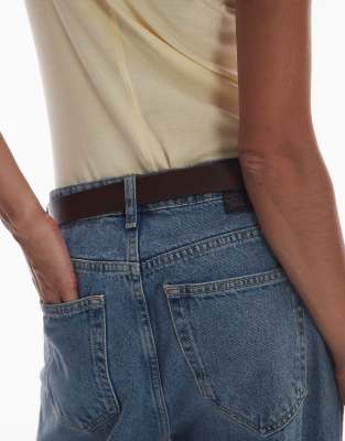Levi's Rectangle Buckle Leather Belt In Brown