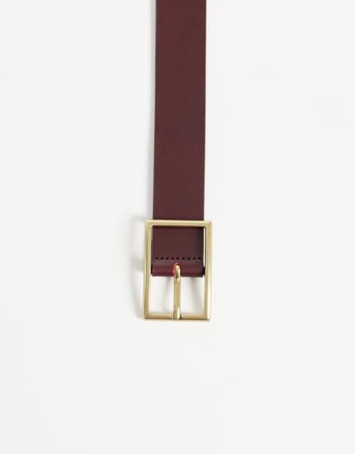Levi's rectangle buckle leather belt in brown, 3 of 3