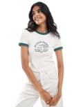 [Levi's] Levi's red cedar trailhead print mini ringer t-shirt in cream-White XS cream