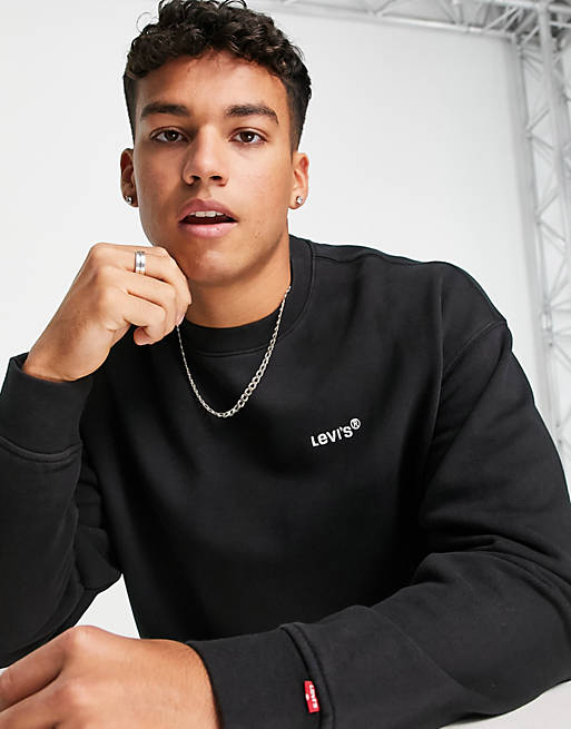 Levi's red tab crew sweatshirt with small logo in mineral black | ASOS