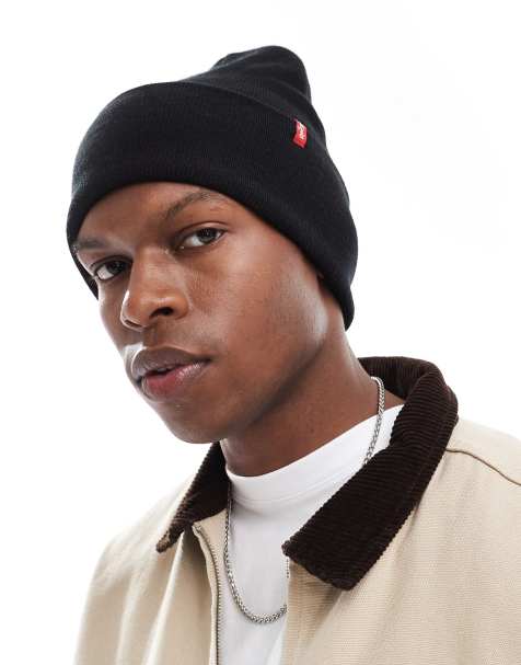Levi's - Red tab - Ruimvallende gebreide beanie in zwart - view 1