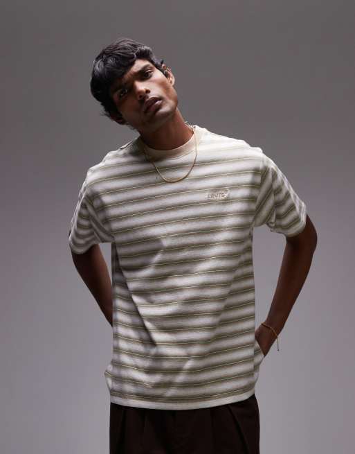 Levi's Red Tab vintage relaxed fit logo stripe t-shirt in mid green heather