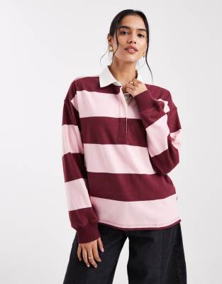 Levi's - Reenie - Polo manches longues à rayures - Rose