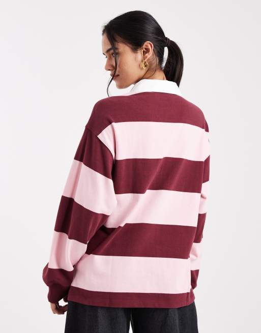 Levi's reenie rugbystribet sweatshirt i pink, 2 af 4