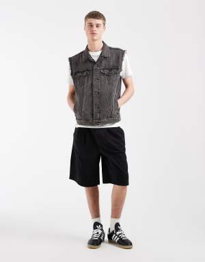 Levi's relaxed denim trucker vest in washed black