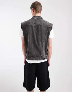 Levi's relaxed denim trucker vest in washed black