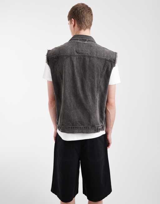 Levi's relaxed denim trucker vest in washed black, 5 of 5