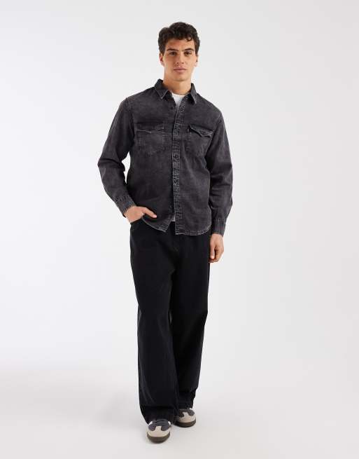 Levi's relaxed denim western shirt in washed black, 2 of 5