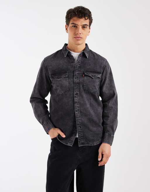 Levi's relaxed denim western shirt in washed black, 4 of 5