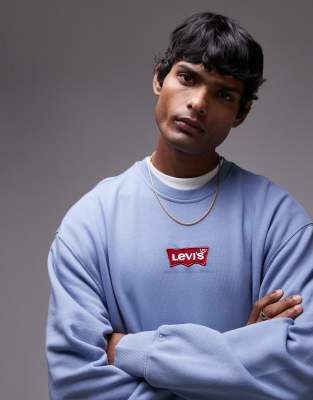 Levi's Relaxed Fit Central Batwing Logo Sweatshirt In Light Blue