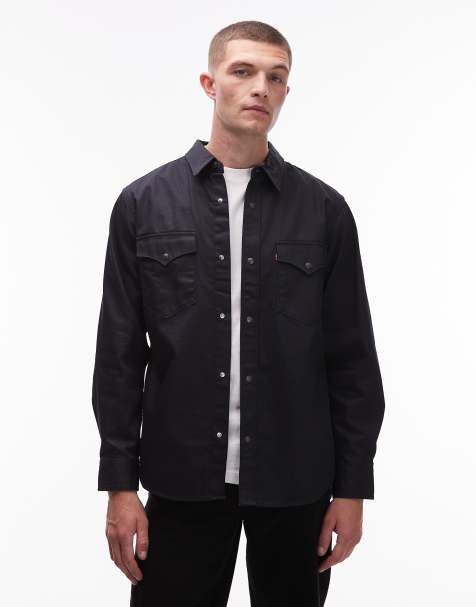 Levi's relaxed fit coated western denim shirt in dark wash - view 1