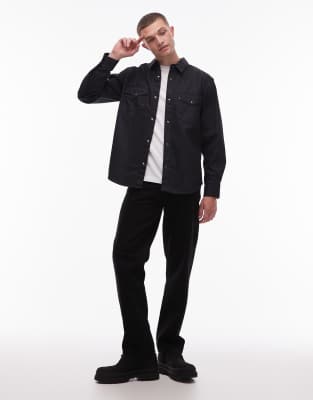 Levi's Relaxed Fit Coated Western Denim Shirt In Black