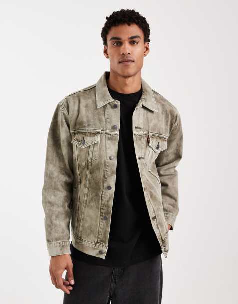 Levi's relaxed fit denim trucker jacket in washed khaki - view 1