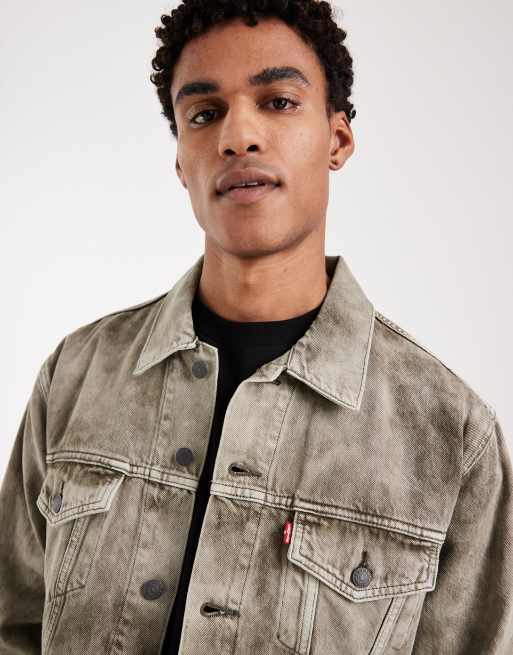 Levi's relaxed fit denim trucker jacket in washed khaki, 5 of 5