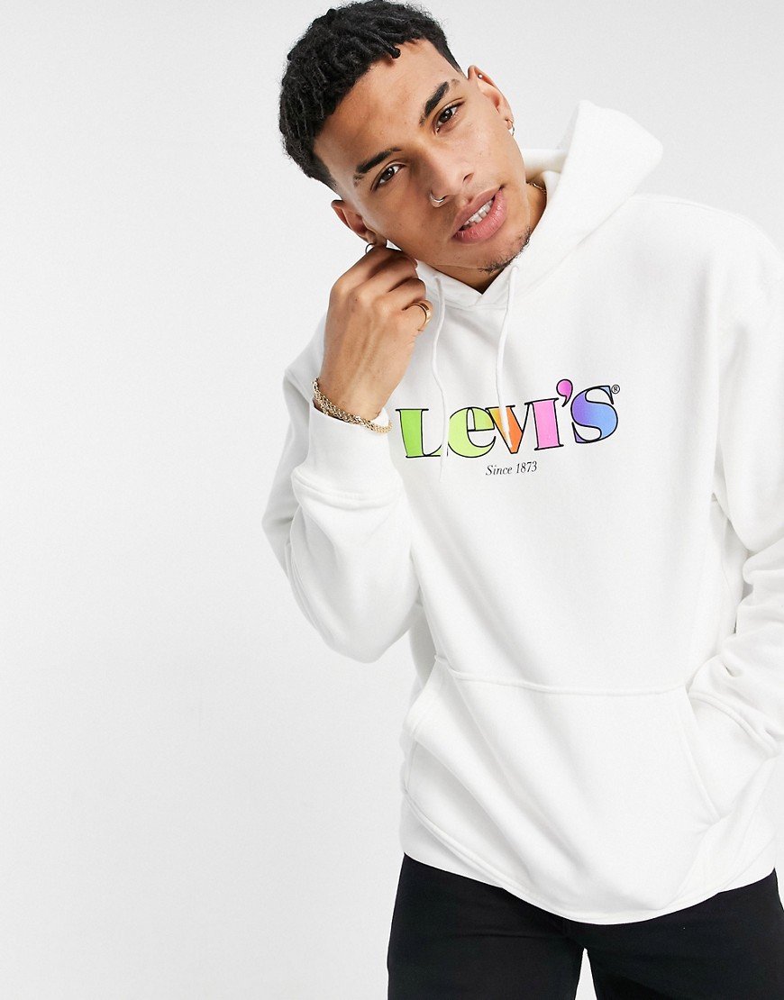 Levi's relaxed fit gradient modern vintage logo hoodie in white