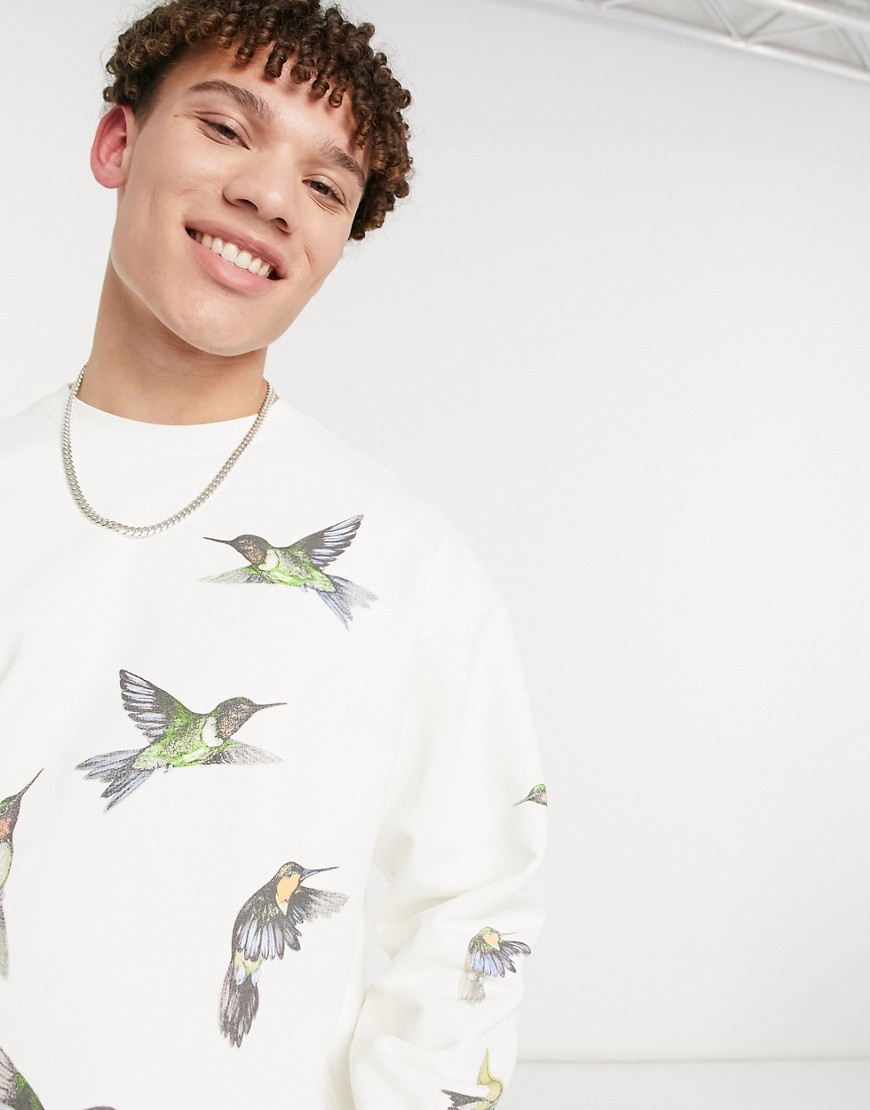 Levi's relaxed fit humming bird print sweatshirt in bright white