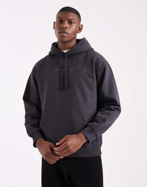 Levi's – Relaxed-Fit-Kapuzenpullover in Anthrazit mit zentriertem 2-Pferde-Logo - view 1