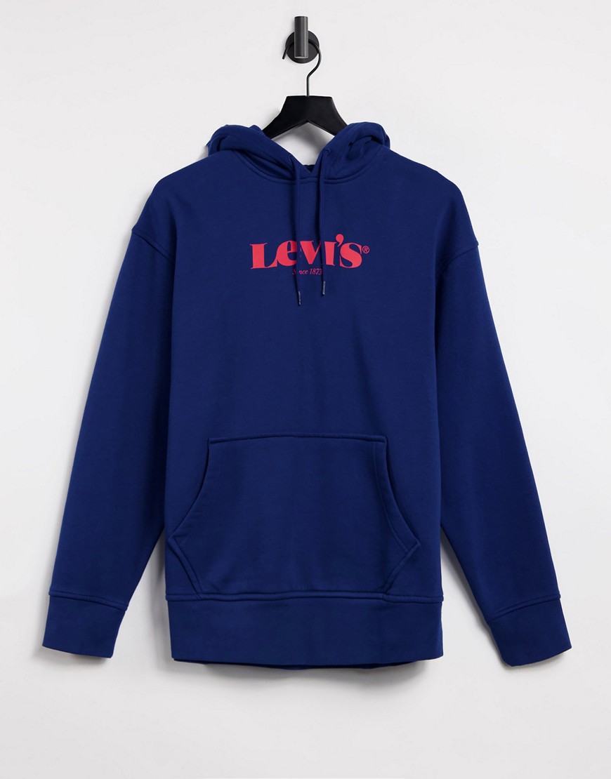 Levi's relaxed fit large modern vintage logo hoodie in navy peony blue
