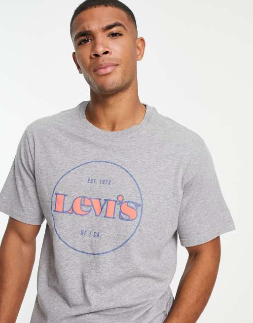 Levi s relaxed fit modern vintage circle logo t shirt in midtone grey marl