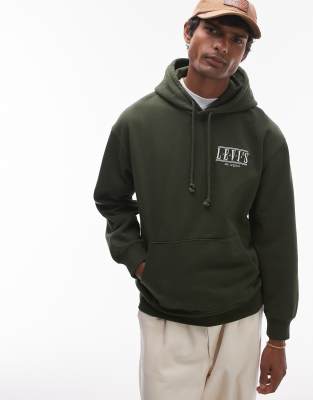Levi's Relaxed Fit Serif Logo Hoodie In Dark Green