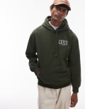 [Levi's] Levi's relaxed fit serif logo hoodie in dark green XS Dark green