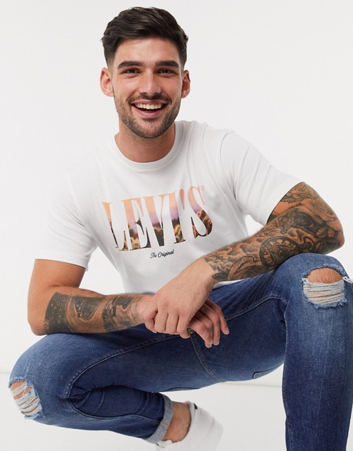 Levi's relaxed fit serif photo logo t-shirt in white