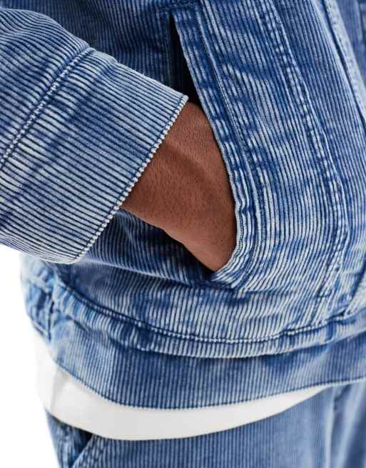 Levi's relaxed fit sherpa denim cord trucker jacket in blue co-ord