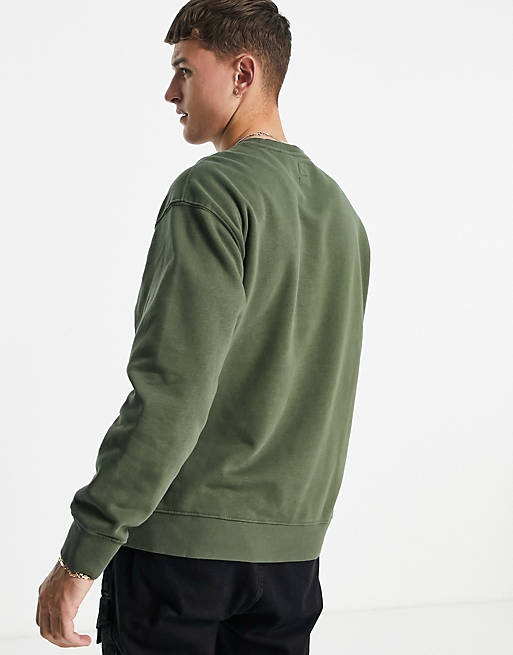 Levi's relaxed fit sweatshirt in green with boxtab logo | ASOS