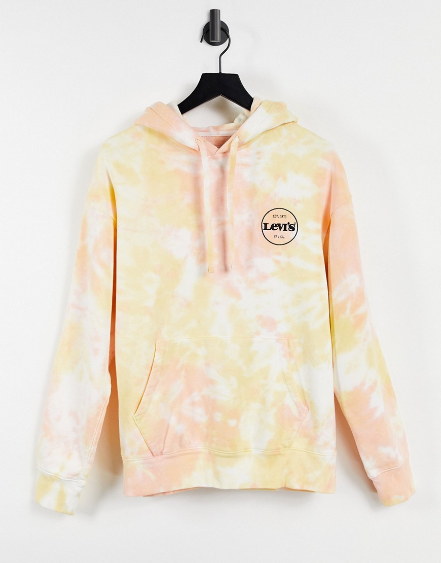 Levi's relaxed fit swirl logo hoodie in pink multi
