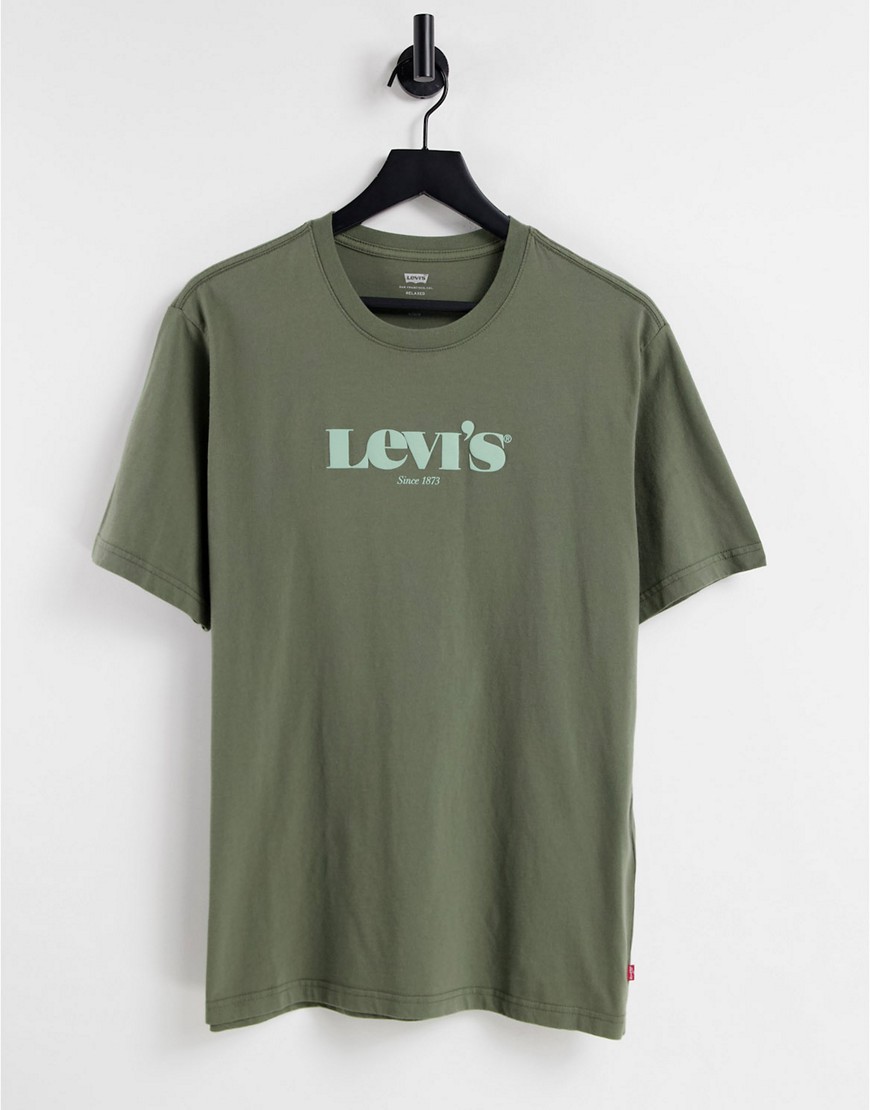 Levi's relaxed fit T-shirt in olive green with serif logo