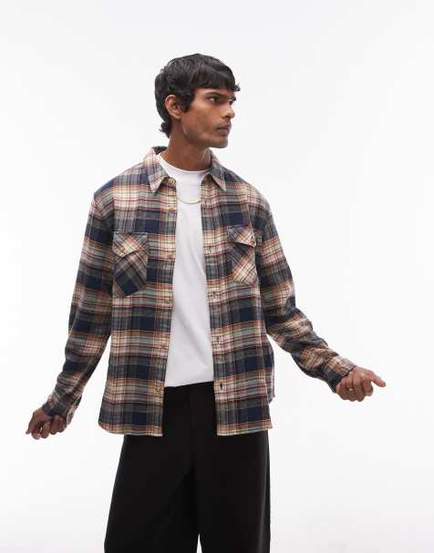 Levi's relaxed fit western check slub cotton twill shirt in navy - view 1