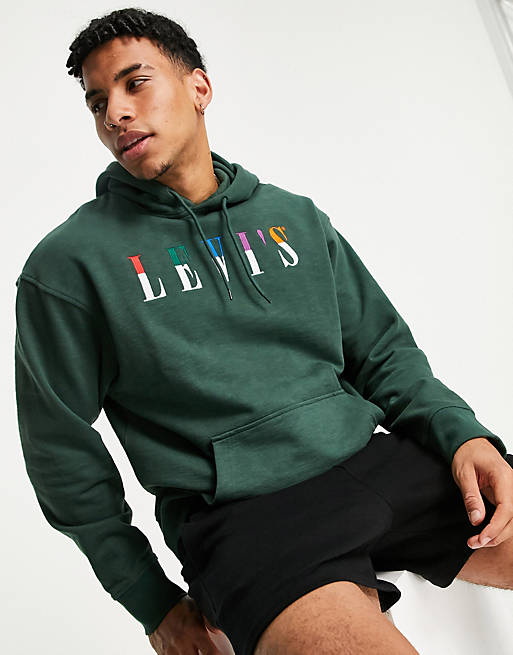 Levi's relaxed graphic hoodie in green | ASOS