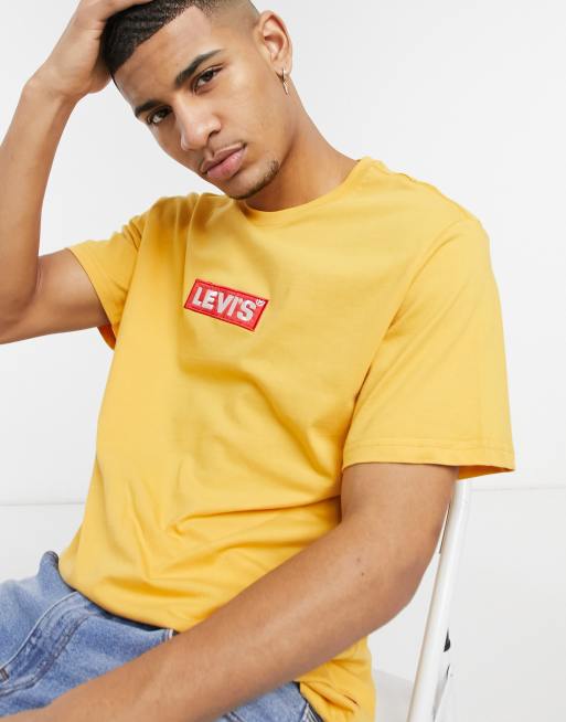 Levi s relaxed graphic logo t shirt in yellow ASOS