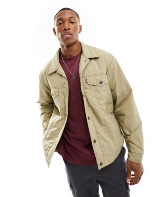 Levi's Relaxed padded trucker jacket in cream with logo