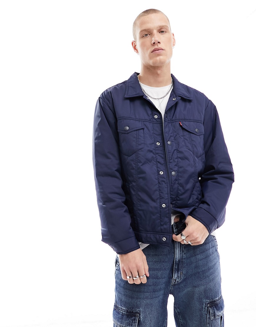 Levi’s Relaxed padded trucker jacket in navy with logo